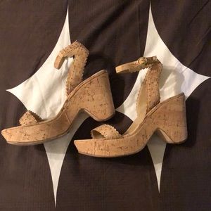 Vaneli Cork Wedge Ankle Strap Heels Size 9